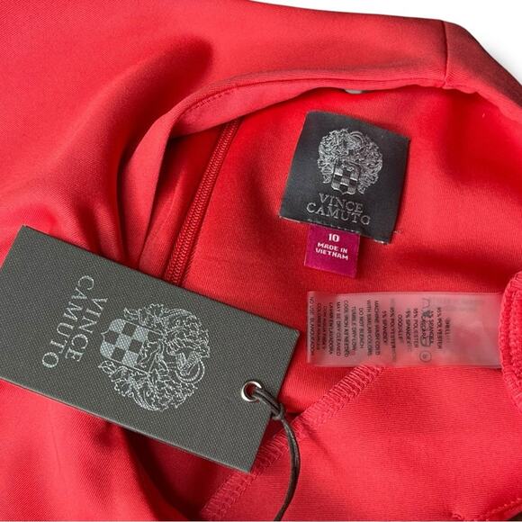 Vince Camuto one sleeve large ruffle red dress NEW - Picture 8 of 9